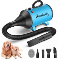 Blanlody Dog Hair Dryer Blaster 3800W/5.2HP Pet Grooming Hair Dryer Low Noise Temperature Heater with 4 Different Nozzles and Pet Grooming Brush