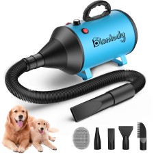 High Velocity Blow Dryer for Dogs,5.2HP/ 3800W Dog Blower Grooming Dryer,Adjustable Speed & Temp Pet Dryer with 4 Nozzles Detachable hose