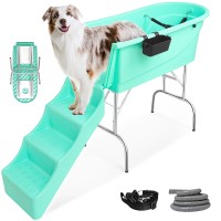 Dog Bath Tub, 45" Portable Foldable Dog Washing Station, Dog Grooming Tub with Removable Stairs,Anti-Slip Design Dog Washing Station for Home,Dog Bath for Medium to Large Size Dogs（Bathtub & Stairs )